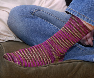 スリップステッチリッジで靴下を編む方法